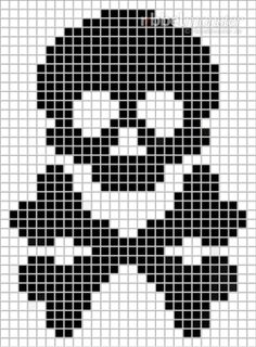 a cross stitch pattern with a skull on it