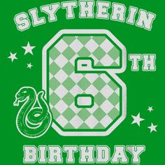 a green and white birthday shirt with the number six on it