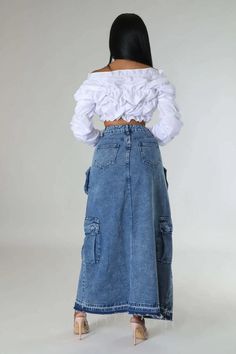 This FZ Women's Vintage Loose Chic Elegant High Waist Denim Skirt combines cute and sexy, perfect for any occasion. The high waist design creates an elegant silhouette while the loose fit adds a chic touch. Made with high-quality denim, this skirt is both stylish and comfortable. Material: POLYESTER Style: Streetwear Elasticity: Slight Stretch Fabric Type: Denim Waistline: empire Pattern Type: Patchwork Fit Type: LOOSE Silhouette: STRAIGHT Dresses Length: Ankle-Length Decoration: Pockets Gender: WOMEN Size Waist Hips Length S 27.56 37.01 40.16 M 29.13 38.58 40.55 L 30.71 40.16 40.94 XL 32.28 41.73 41.34 XXL 33.86 43.31 41.73 Fitted Denim Blue Cargo Skirt, Fitted Denim Blue Denim Cargo Skirt, Fitted High Rise Denim Cargo Skirt, Trendy High Rise Denim Cargo Skirt, Spring Fitted Denim Blue Cargo Skirt, Fitted Denim Blue Cargo Skirt For Spring, High-waisted Denim Blue Cargo Skirt For Spring, High Waist Denim Blue Cargo Skirt For Spring, Trendy Fitted Denim Cargo Skirt