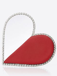 Finley Diamond Red Heart Bag - Fashion Pov Red Heart-shaped Evening Bag, Heart-shaped Evening Shoulder Bag For Valentine's Day, Chic Red Heart-shaped Bag, Red Pouch Shoulder Bag For Valentine's Day, Trendy Red Heart-shaped Bag, Compact Red Bags For Gifts, Chic Red Heart-shaped Shoulder Bag, Heart Handbag, Diamond Red