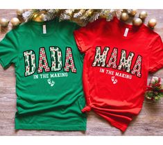 Christmas Pregnancy Announcement Shirt Couple Christmas Pajamas Funny Pregnancy Reveal Shirt Baby Announcement Pregnant Mom gift Baby Reveal