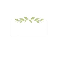 a white card with green leaves on it