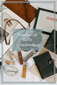 an assortment of personalized gifts for grandparents on top of a table with the title overlay