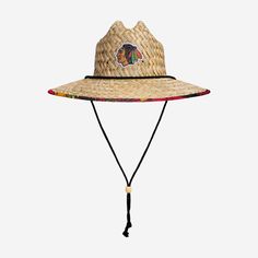 On those hot summer days, you can rest assured knowing you'll look as cool as a cucumber when you've got this Chicago Blackhawks Floral Straw Hat. This is the sizzlin' summer style you've been looking for. Features Sturdy straw construction with embroidered team logo display for even more team spirit Black lace chin string for a comfortable wear Printed, team-colored floral design with repeat team logo display under brim to keep you looking as fresh as you feel Details Material: Straw, with poly Casual Woven Straw Panama Hat, Black Paper Straw Hats For Summer, Woven Sun Hat For Summer Outdoors, Casual Paper Straw Hat For Warm Weather, Summer Outdoor Woven Sun Hat, Casual Black Paper Straw Hat, Casual Warm Weather Straw Hat In Paper Straw, Casual Woven Straw Hat, Casual Woven Straw Hat For Warm Weather