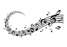 an illustration of music notes with musical staffs