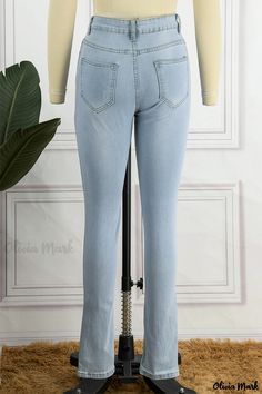 Olivia Mark - High-Quality Womens Light Blue Ripped High-Waisted Skinny Denim Jeans Dark Blue Fashion, Denim Style Casual, Jeans Online, Ripped Denim, Fashion Pattern, Wholesale Fashion, Casual Jeans, Denim Fashion, Blue Fashion