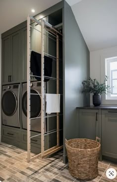 a washer and dryer in a laundry room