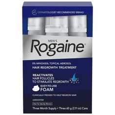 Brand New Price Firm Packaged 3-Bottles 4 3- Month Supply Description Help Treat Hair Loss & Regrow Fuller Hair W/Men's Rogaine 5% Minoxidil Topical Foam. Ideal For Use At The Early Stages Of Hair Thinning, This Unscented Hair Regrowth Treatment Is Clinically Proven To Regrow More Hair In 12 Weeks. Unlike Hair Loss Shampoos And Hair Thickening Products That Temporarily Plump Hair From The Outside, Rogaine Minoxidil Foam Penetrates The Scalp To Reactivate Shrunken Hair Follicles, Allowing For Reg Mens Hair Regrowth, Hair Growth For Men, Hair Regrowth Treatments, Argan Oil Hair, Regrow Hair, Fuller Hair, Hair Thickening, Hair Regrowth, For Hair