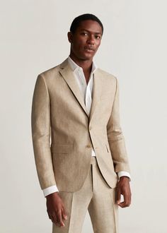 Costume Beige, Winter Suits, Suits Prom, Mens Summer Outfits, Beige Suits, Single Breasted Blazer, Wedding Suits Groom