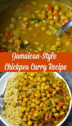 jamaican style chickpea curry recipe in a white bowl