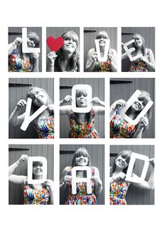 a collage of photos with the letters d and person holding up paper cutouts