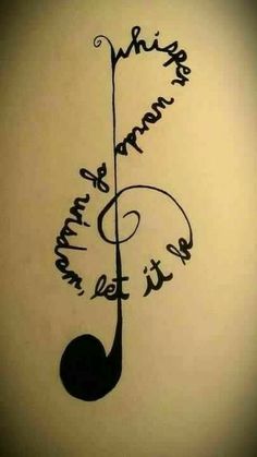 a drawing of a musical note with words written on it