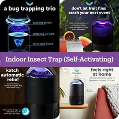 an advertisement for the indoor trap self - activating program, with images of various items