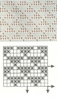 the pattern is shown with arrows pointing in different directions, and there are two rows of squares