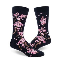 Cherry Blossom Socks by ModSocks are the perfect gift for that socks lover in your life. These cherry blossom themed mens crew socks come in multiple color Options and fit U.S. shoe size: men's 8–13, women's 10+. Made of 65% cotton, 24% nylon, 8% polyester, 3% spandex for comfort and durability. A pair of these cool Cherry Blossom novelty Socks will certainly give any wardrobe an instant upgrade. Machine Wash Cold with Like Colors. Tumble Dry Low Sock Lovers, White Cherry Blossom, Green Socks, Cherry Blossom Festival, Mens Crew Socks, Novelty Socks, Multiple Color, Crew Socks, Cherry Blossom