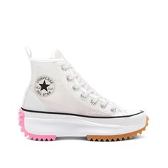 Converse Concrete Heat Run Star Hike Hi-Top White/Black/Electric Blush 167851C 102. Converse Run Star Hike, Converse Run, Run Star Hike, White Converse, Mesh Sneakers, Hi Top, Converse High Top Sneaker, Converse Chuck Taylor High Top Sneaker, Converse Shoes