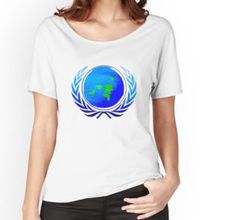 a women's relaxed fit t - shirt with the united nations emblem