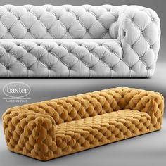 an image of two couches that are in different colors and sizes, one is white and the other is gold