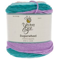 yarn bee sugarwheel yarn in purple and blue, on a white background