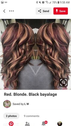 Burgundy Hair With Highlights Caramel, Dark Red Hair With Blonde Highlights, Hair Color For Dark Hair, Color For Dark Hair, Burgundy Hair With Highlights, Bayalage Highlights, Red Hair With Blonde, Brown Hair Trends, Blonde Colors