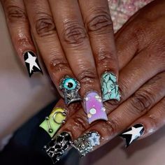 Punk Nails, Long Acrylic Nail Designs, Nails Now, Colored Acrylic Nails, Cute Acrylic Nail Designs