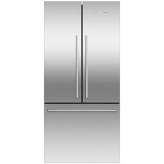 a stainless steel refrigerator freezer with two doors