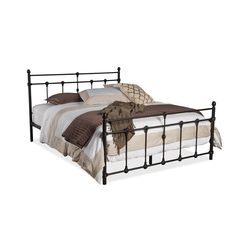 Belinda Chic Antique Dark Bronze Queen Size Iron Metal Platform Bed FredCo Black Iron Bed Decor, Spindle Bed, Shabby Chic Antiques, Queen Size Platform Bed, Queen Platform Bed, Queen Bed Frame, Iron Bed, Metal Platform Bed, Baxton Studio