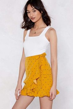 #nastygal Dot Me At the Bar #ruffleskirt Ruffle Crop Top, Polka Dot Skirt, Ruffle Skirt, The Bar, Well Dressed, Scoop Neckline, Nice Dresses, High Waisted Skirt, Polka Dot