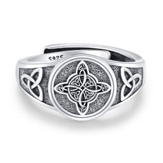 PRICES MAY VARY. Witch Ring:The Witch's Knot, also known as the Witch's Charm or Magic Knot, is comprised of four interlocking vesica piscis shapes. This is a protective witch's knot to keep away negative energy.This celtic witch rings can bring good luck to you. Celtic Rings for Women:Celtic Knot Ring is made of hypoallergenic S925 sterling silver, nickel-free, lead-free, cadmium-free, especially suitable for those with sensitive skin. Size: The height of the ring is 0.47in, with Adjustable Rin Witch's Knot, Celtic Rings Women, Celtic Witch, Witch Ring, Magic Ritual, Magic Knot, Witch Rings, Knot Jewelry, Best Gift For Wife