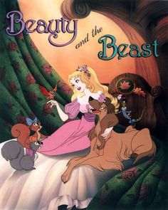 the disney movie poster for beauty and the beast, featuring princess aurora with her friends