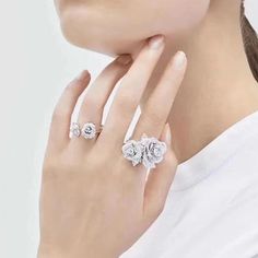 Luxury Flower Rose Blooming Ring in Sterling Silver – shine of diamond Luxury Flowers, Types Of Metal, Stone Color, Silver Tone, Sterling Silver, Stone, Flowers, Silver, Color