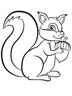 a cartoon squirrel holding an acorn