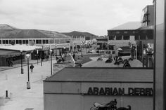 black and white photograph of an urban area