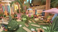 an animated garden with lots of plants and flowers