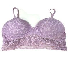 PINK Victorias Secret Medium A-C Lace Bralette Bra Pushup Purple Lace #3043  | eBay Sleep Bra, Purple Lace, Bra Set, Lace Bralette, Victoria Secret Pink, Bralette, Adjustable Straps, Victoria's Secret, Gift Card