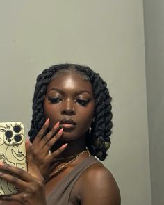 microlocs in jumbo twist with bead Twists With Beads Natural Hair, Corn Row Styles Natural Hair, 2000s Hairstyles, Hair Like Wool, Thick Locs, Corn Rows, Feminine Hairstyles, Pretty Dark Skin, Natural Hair Twist Out