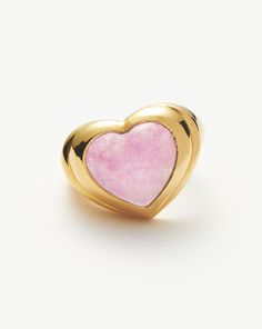 Jelly Heart Gemstone Ring | 18ct Gold Plated/Purple Quartz gold/purple. Share the Love. The Chubby Jelly Heart Gemstone Ring is Set with a Dyed Purple Quartz Cabochon Stone – Known for Bringing Purity Stone – Surrounded by Signature Ridge Detailing on a Domed Band. Wear Solo or Stack with Other Chunky Pieces. This Piece Contains a Semi-Precious Gemstone that is Natural, Meaning Each Stone is Completely Unique. There May be Variations in the Patterns, Colour Hues and Size Because of This. Metal: 18Ct Recycled Gold Plated on Brass Gemstone: Purple Quartz Dimensions: 20mm X 17mm Stone Height: 7mm Weight: 9. 5g Product Code: Msg-G-R1-Ppq Please Note: Our Gemstones are Naturally Sourced and May Vary in Colour. Jelly Hearts, Purple Quartz, Heart Gemstone, Pearl Gemstone, Quartz Ring, Recycled Gold, Ring Size Guide, Recycled Sterling Silver, Crystal Rings