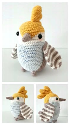 crocheted stuffed animals made to look like birds