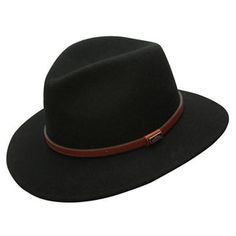 Adjustable Fedora Felt Hat For Outdoor Activities, Classic Black Hat For Outdoor Activities, Outdoor Felt Fedora Hat, Outdoor Fedora Felt Hat, Adjustable Fedora For Outdoor Activities, Wide Brim Hats For Outdoor Activities In Fall, Black Western Hats For Travel, Black Western Style Hats For Travel, Black Western Style Travel Hat