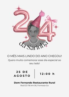 a flyer for a birthday party with the number twenty forty and an image of a woman wearing