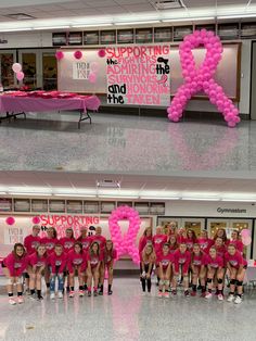 Pink Out Decorations Volleyball, Dig Pink Volleyball Decorations, Pink Out Night Volleyball, Pink Out Hallway School, Pink Night Volleyball, Pink Out School Spirit, Pinkout Ideas Football Pink Out, Pink Out Volleyball Ideas, Dig Pink Ideas