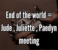 someone holding a crown in their hand with the caption end of the world = judge, jubilee, pedyn meeting