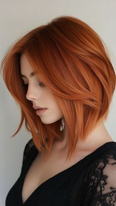 Curly Hair Women, Short Hair Color, Copper Hair, Short Hair With Bangs, Orange Hair