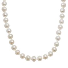 This 10k gold freshwater cultured pearl necklace adds timeless style to any ensemble. Comes in a gift box. Necklace Details: Length: 16 in. Clasp: safety clasp Metal: 10k gold Cultured Pearl Details: Type: freshwater Shape: round Size: 8.5-9.5 mm Color: white Gemstones may have been treated to enhance their appearance. Special care may be required. Please visit our Gemstone Treatment & Special Care Guide for more information. Size: 16". Gender: female. Age Group: adult. White Gemstones, Box Necklace, Pearl Details, Cultured Pearl Necklace, Pearl Choker Necklace, Freshwater Cultured Pearls, Pearl Choker, Cultured Pearls, 10k Gold