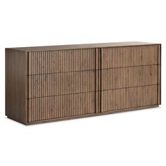 the sideboard is made out of wood and has three drawers, one with two doors