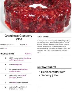 the recipe for grandma's cranberry salad is shown in this article,