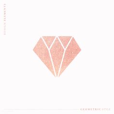 a pink diamond on a white background with the words geometric style written in red ink