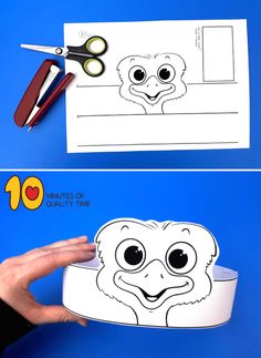 two pictures showing how to make a paper cut out of an animal's face