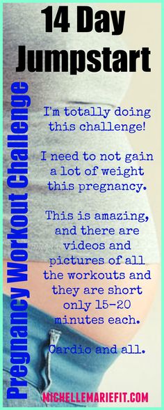 14 Day Pregnancy Workout Challenge you can do from home. Daily workouts (15-20 minutes each) Pictures and workout videos included Prevent excess weight gain, gain more energy, less aches and pains, better moods, lose baby weight fast. http://michellemariefit.com/pregnancy-workout-challenge-14-day-jumpstart/ Pregnancy Workout 2nd Trimester, Prenatal Workout First Trimester, Prenatal Diet Plan Getting Pregnant, Safe Pregnancy Workouts 2nd Trimester, Pregnancy Fitness First Trimester, Pregnancy Workout Plan, Pregnancy Safe Workouts, Prenatal Workout, Pregnant Diet