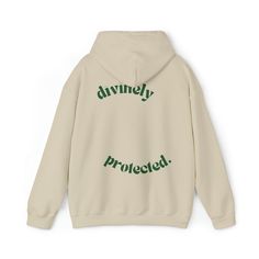 Comfy DIVINELY PROTECTED  high quality heavy blend hoodie perfect gift for health, wellness, yoga, spiritual lovers from TODAY CLUB APPAREL. We are a spiritually aligned brand bringing you universe inspired clothing that's comfortable while on your hot girl walk, going to your yoga class, or relaxing at home on a Sunday. Wherever you are or whatever you're doing, let the world know who you are and make a statement with Today Club. We're all about the present moment and making the most of TODAY.  SIZING: Hoodies are true to size so size up if you would like to wear this hoodie oversized. Sizes up to XXL. HOW TO ORDER: Select the colour you'd like Select the size  PRODUCTION: Please allow up to 7 days for us to make your hoodie, they are made to order in small batches! SHIPPING: Royal mail 2 Clothing Brand Inspiration, Spiritually Aligned, Divinely Protected, Yoga Spiritual, Spiritual Clothing, Girl Walk, Wellness Club, Wellness Yoga, Spiritual Yoga